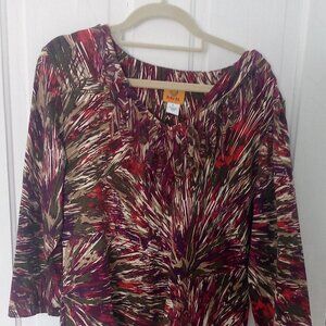 Ruby Road Fringed  V Neck Blouse